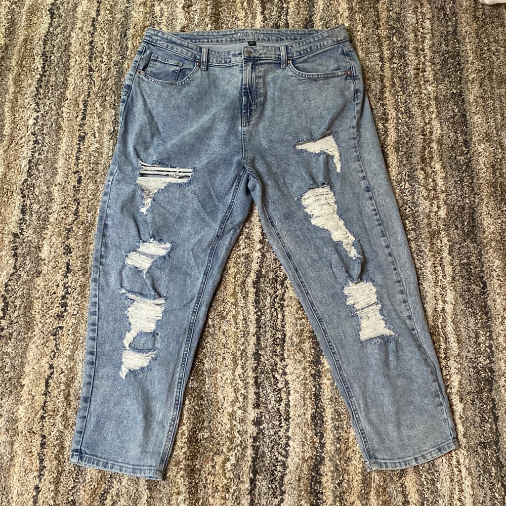 Wild Fable Blue High Rise Mom Jean Distressed